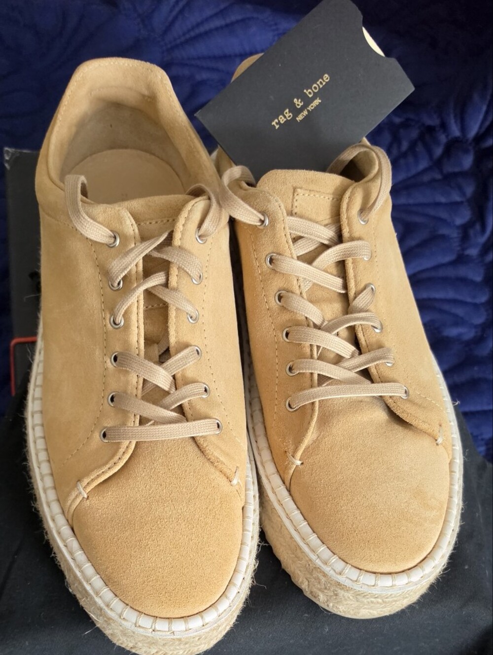 rag & bone Women's Espadrille Suede Sneakers in Dune Suede 8.5